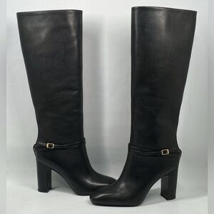 Loeffler Randall Solana Leather Buckle Knee Boots size 8.5